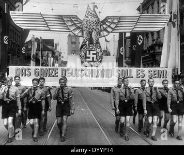 Parade der Hitler-Jugend Mitglieder am "Tag der deutschen im Ausland", 1938 Stockfoto