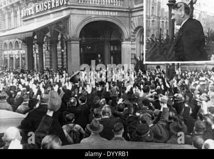 Jubiläums-Celebrationd von der Machtergreifung durch die Nazis party vor dem Kaiserhof, 1933 Stockfoto