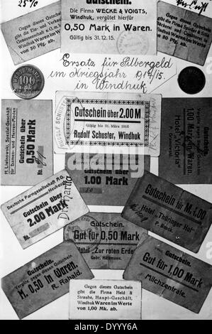 Notgeld in Deutsch-Südwestafrika im ersten Weltkrieg Stockfoto
