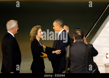 Präsident Obama begrüßt von Botschafter Kennedy Stockfoto