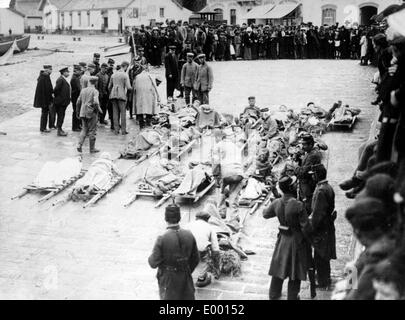 Verwundete deutsche Soldaten in französischer Kriegsgefangenschaft Stockfoto