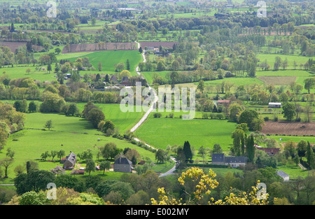 Luftaufnahme der Landschaft, in der Nähe von Mortain, Normandie, Frankreich Stockfoto