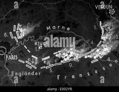 Karte der ersten Schlacht an der Marne 1914 Stockfoto