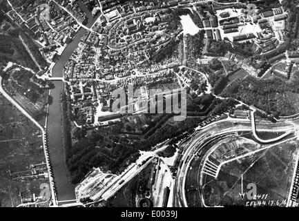 Luftbild von Verdun während des ersten Weltkriegs 1916 Stockfoto