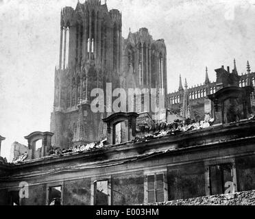 Die Kathedrale von Reims, 1914 Stockfoto