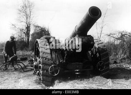 Eroberten englische Kanone an der Westfront 1918 Stockfoto