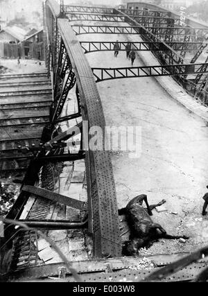 Gesprengt, Brücke in Ternopil, 1917 Stockfoto