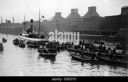 Angelboote/Fischerboote in Liepaja, 1916 Stockfoto