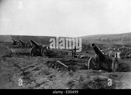 Österreichischen Haubitzen in den Karpaten, 1915 Stockfoto