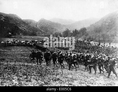 Deutsche Soldaten auf dem Marsch, 1917 Stockfoto