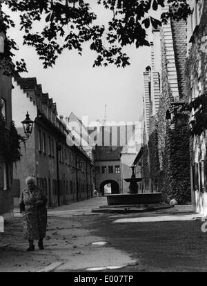 Die Fuggerei in Augsburg Stockfoto