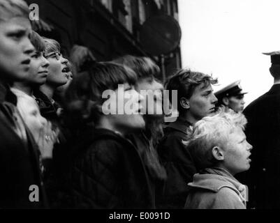 Fans der Beatles in Kopenhagen, 1964 Stockfoto