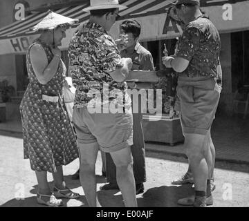Deutsche Touristen auf Mallorca, 1955 Stockfoto