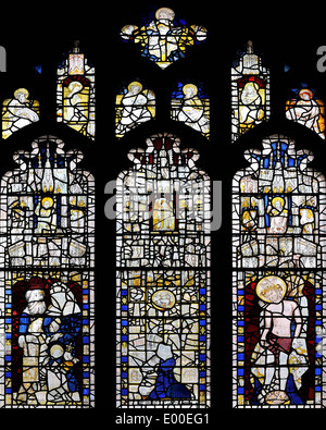 Ein Reset mittelalterlichen Glasfenster an der Südwand von die Kirche von Saint Martin-le-Grand, Coney Street, York, England Stockfoto