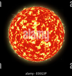 Künstlers Konzept eines Planeten, vorbei an einem sonnenähnlichen Stern umkreist es. Stockfoto