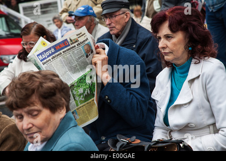 Tschechische Kommunisten feiern 1.Mai, kommunistischen Urlaub in Prags Vystaviste Stockfoto