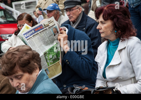 Tschechische Kommunisten feiern 1.Mai, kommunistischen Urlaub in Prags Vystaviste Stockfoto