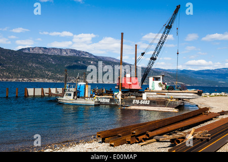 Marina Bau am Lake Okanagan, in dem Land, in der Nähe von Kelowna, Kanada Stockfoto