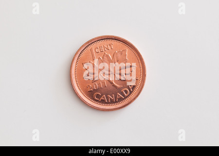 Ein kanadischer Penny (ein-Cent-Münze, 1-Cent-Münze). Stockfoto