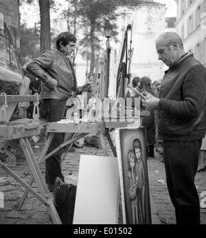 Maler in die Place du Tertre in Paris, 1967 Stockfoto