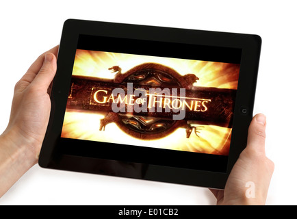 Gerade "Game of Thrones" auf ein Apple iPad Tablet-computer Stockfoto