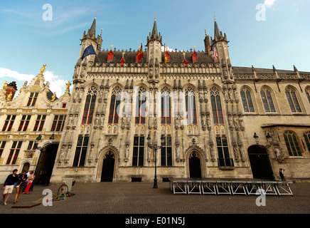 Rathaus und alten Standesamt Gebäude, Burgplatz, Brügge, Belgien Stockfoto