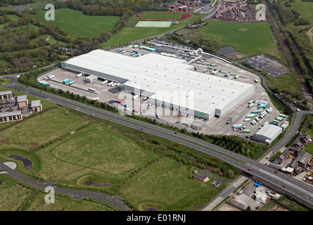 Luftaufnahme von einer Genossenschaft Regional Distribution Centre in der Nähe von St Helens in Lancashire Stockfoto