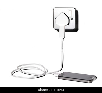 Steckdose aufladen Handy Stockfoto