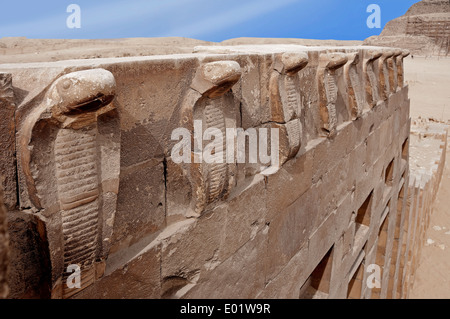 Sakkara, Pyramide von König Djoser (III ° dyn.) Der Komplex der Bestattung des Pharao: Blick auf die Cobra Wand Stockfoto