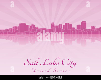 Salt Lake City Skyline in lila radiant Stockfoto