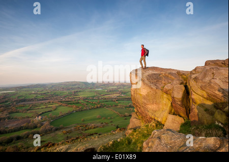 Blick über die Prärie Cheshire von Bosley Cloud Congleton Cheshire Rambler Stockfoto