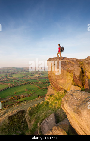 Blick über die Prärie Cheshire von Bosley Cloud Congleton Cheshire Rambler Stockfoto