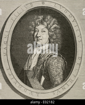 Ludwig von Frankreich (1661-1711). Prinz von Frankreich. Kupferstich von R. Heinkel. Universalgeschichte, 1885. Stockfoto