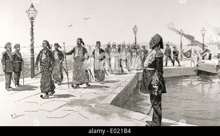 Reise des Kaisers von Deutschland, Wilhelm II., nach Palästina. Eingang der Kaiser in Haifa, 1898. Stockfoto