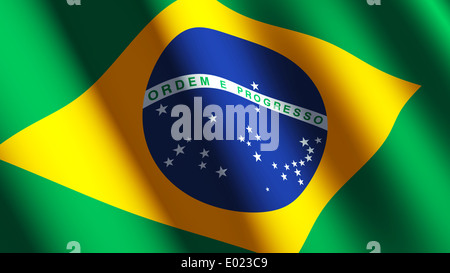 Brasilianische Flagge fließende hautnah Stockfoto