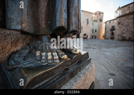 San Pedro de Alcantara-Statue in Cáceres, Extremadura, Spanien, Europa Stockfoto