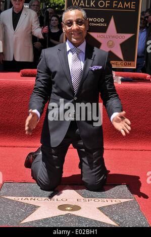 Los Angeles, CA, USA. 29. April 2014. Giancarlo Esposito bei der Induktion Zeremonie für Stern auf dem Hollywood Walk of Fame für Giancarlo Esposito, Hollywood Boulevard, Los Angeles, CA 29. April 2014. Bildnachweis: Michael Germana/Everett Collection/Alamy Live-Nachrichten Stockfoto