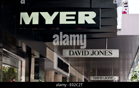 Myer und David Jones speichert auf Bourke Street Mall, Melbourne Stockfoto