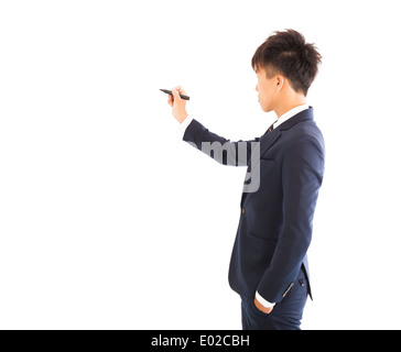 Geschäftsmann mit einem Bleistift, etwas zu zeichnen Stockfoto