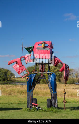 Metall-Skulpturen auf der Autobahn in der Nähe von Gervais, Saskatchewan, Kanada. Stockfoto