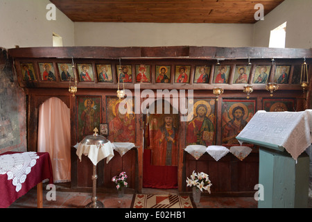 Agios Athanassios Interieur, Agios Germanos Kirchdorf, Prespes Griechenland Stockfoto