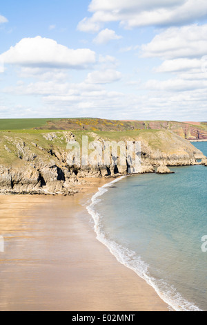 Erhöhten Blick auf West Barafundle Bay, Pembrokeshire, Wales Stockfoto