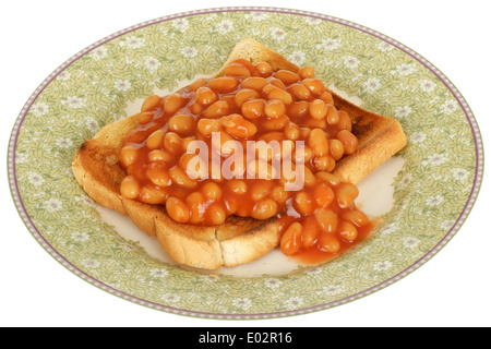 Gebackene Bohnen auf Toast Stockfoto