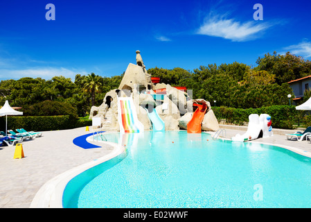 Aqua-Park mit Wasser gleitet in Luxus-Hotel, Antalya, Türkei Stockfoto