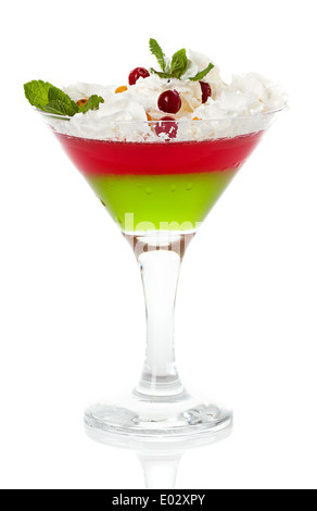 Gelee Dessert in Gläser isoliert auf weiss Stockfoto