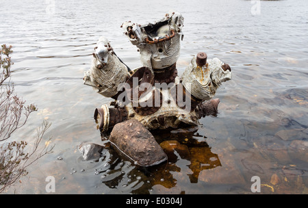 Motor von einem B - 24H Liberator Bomber serielle keine 42-95095, die am 13. Juni 1945 Fee Lochs Sheildaig Gairloch Schottland abgestürzt Stockfoto