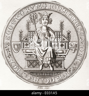 Siegel von John Balliol, c. 1249 – 1314, aka, Toom Tabard, Schotten für "leere Mantel", König von Schottland. Stockfoto