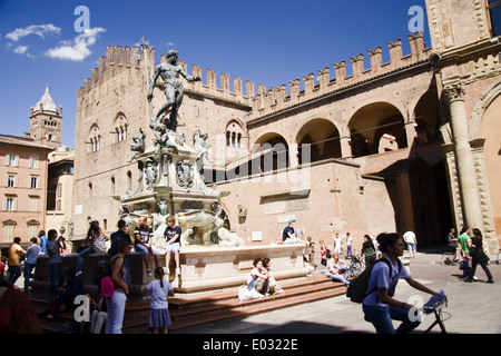 Neptun-Brunnen, Piazza Maggiore, Bologna Stockfoto