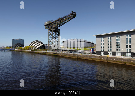 Gebäude am Nordufer des Flusses Clyde im SEC-Komplex in Finnieston, Glasgow, Schottland, Großbritannien Stockfoto