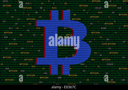 Bitcoin, eine virtuelle Währung Stockfoto